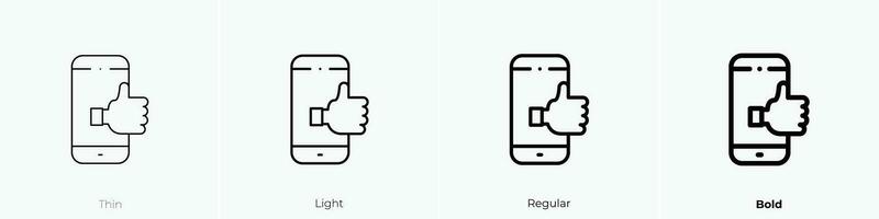 Daumen oben Symbol. dünn, Licht, regulär und Fett gedruckt Stil Design isoliert auf Weiß Hintergrund vektor