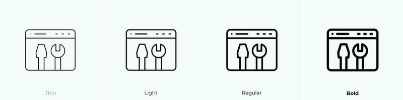 Werkzeuge Symbol. dünn, Licht, regulär und Fett gedruckt Stil Design isoliert auf Weiß Hintergrund vektor