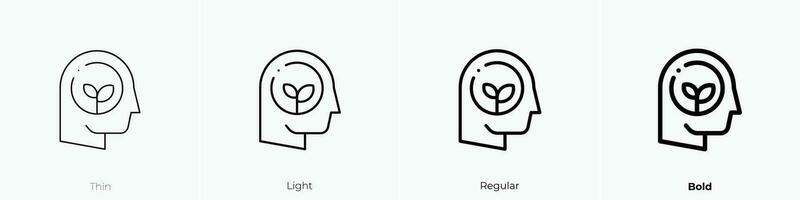 denken Symbol. dünn, Licht, regulär und Fett gedruckt Stil Design isoliert auf Weiß Hintergrund vektor