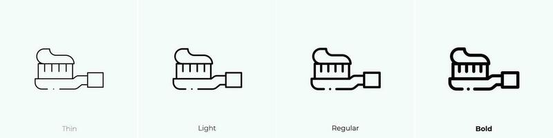 Zahnbürste Symbol. dünn, Licht, regulär und Fett gedruckt Stil Design isoliert auf Weiß Hintergrund vektor