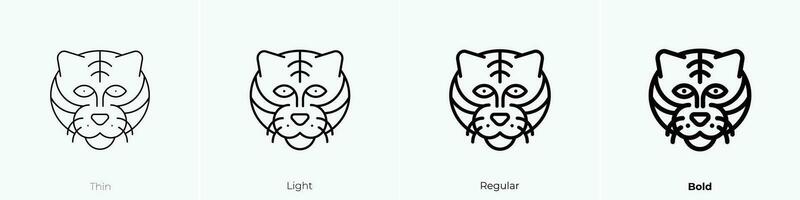 Tiger Symbol. dünn, Licht, regulär und Fett gedruckt Stil Design isoliert auf Weiß Hintergrund vektor