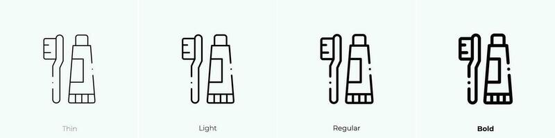 Zahnbürste Symbol. dünn, Licht, regulär und Fett gedruckt Stil Design isoliert auf Weiß Hintergrund vektor