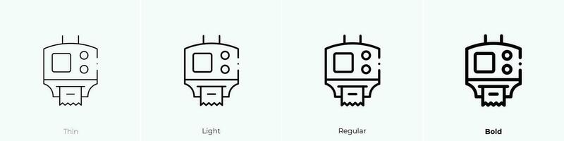 Fahrkarte Maschine Symbol. dünn, Licht, regulär und Fett gedruckt Stil Design isoliert auf Weiß Hintergrund vektor