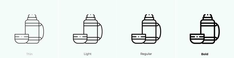 Thermosflasche Symbol. dünn, Licht, regulär und Fett gedruckt Stil Design isoliert auf Weiß Hintergrund vektor