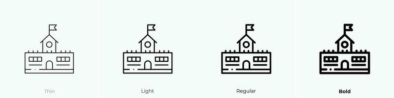 Zug Bahnhof Symbol. dünn, Licht, regulär und Fett gedruckt Stil Design isoliert auf Weiß Hintergrund vektor