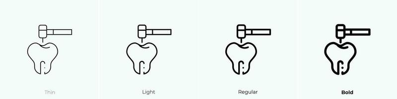 Zahn bohren Symbol. dünn, Licht, regulär und Fett gedruckt Stil Design isoliert auf Weiß Hintergrund vektor