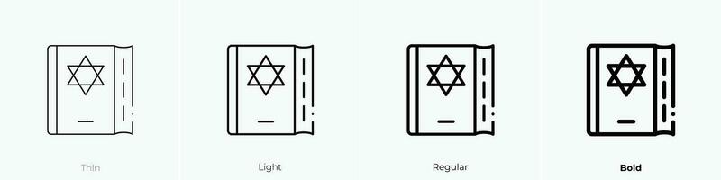 torah ikon. tunn, ljus, regelbunden och djärv stil design isolerat på vit bakgrund vektor