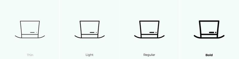 oben Hut Symbol. dünn, Licht, regulär und Fett gedruckt Stil Design isoliert auf Weiß Hintergrund vektor