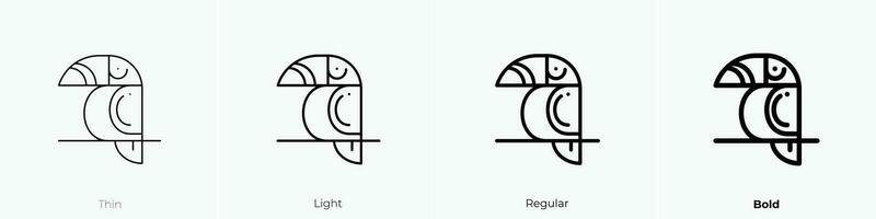 Tukan Symbol. dünn, Licht, regulär und Fett gedruckt Stil Design isoliert auf Weiß Hintergrund vektor