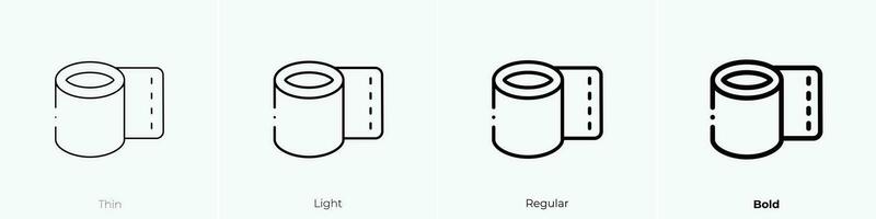 Toilette Papier Symbol. dünn, Licht, regulär und Fett gedruckt Stil Design isoliert auf Weiß Hintergrund vektor