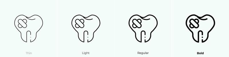 Zahnschmerzen Symbol. dünn, Licht, regulär und Fett gedruckt Stil Design isoliert auf Weiß Hintergrund vektor