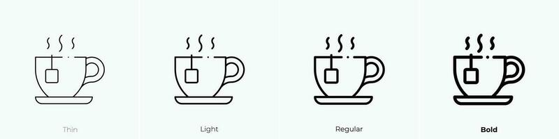 Tee Becher Symbol. dünn, Licht, regulär und Fett gedruckt Stil Design isoliert auf Weiß Hintergrund vektor