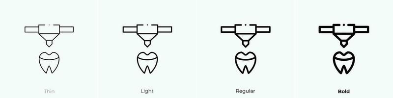 Zahn Symbol. dünn, Licht, regulär und Fett gedruckt Stil Design isoliert auf Weiß Hintergrund vektor