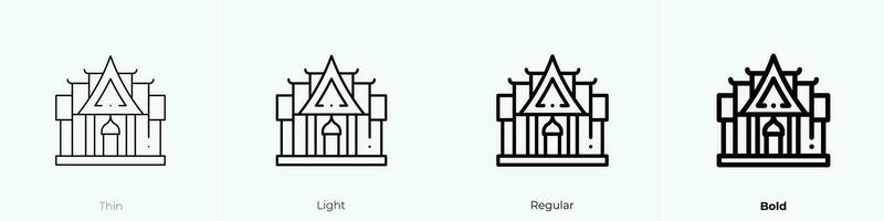 tempel ikon. tunn, ljus, regelbunden och djärv stil design isolerat på vit bakgrund vektor