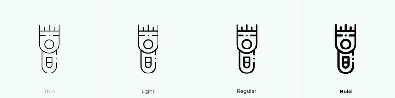 Trimmer Symbol. dünn, Licht, regulär und Fett gedruckt Stil Design isoliert auf Weiß Hintergrund vektor