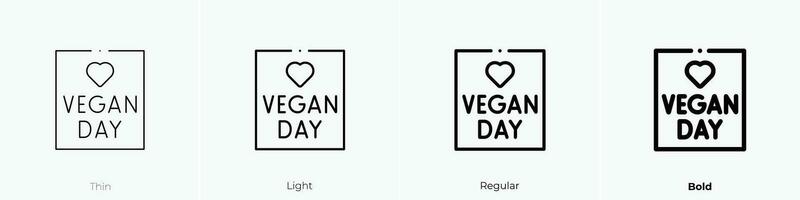 vegan Symbol. dünn, Licht, regulär und Fett gedruckt Stil Design isoliert auf Weiß Hintergrund vektor