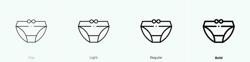 underkläder ikon. tunn, ljus, regelbunden och djärv stil design isolerat på vit bakgrund vektor