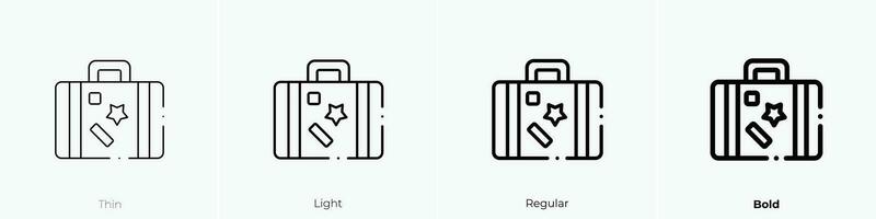 Reise Fall Symbol. dünn, Licht, regulär und Fett gedruckt Stil Design isoliert auf Weiß Hintergrund vektor