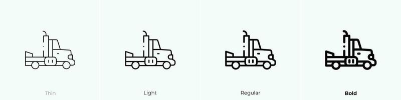 LKW Symbol. dünn, Licht, regulär und Fett gedruckt Stil Design isoliert auf Weiß Hintergrund vektor