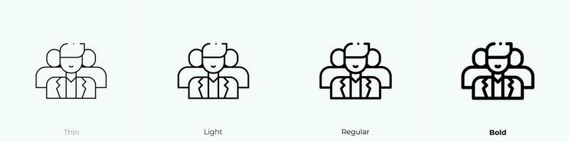 Mannschaft Symbol. dünn, Licht, regulär und Fett gedruckt Stil Design isoliert auf Weiß Hintergrund vektor