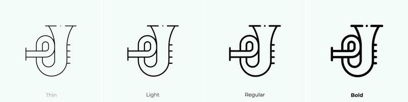 Tuba Symbol. dünn, Licht, regulär und Fett gedruckt Stil Design isoliert auf Weiß Hintergrund vektor