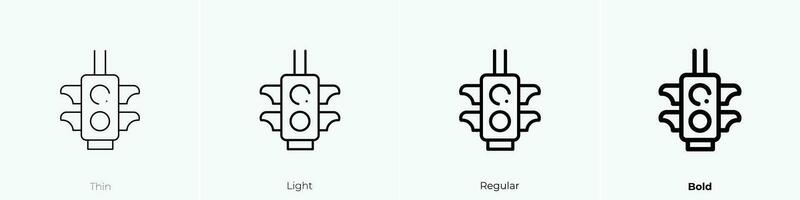 der Verkehr Beleuchtung Symbol. dünn, Licht, regulär und Fett gedruckt Stil Design isoliert auf Weiß Hintergrund vektor