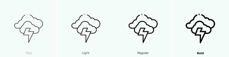 Donner Symbol. dünn, Licht, regulär und Fett gedruckt Stil Design isoliert auf Weiß Hintergrund vektor