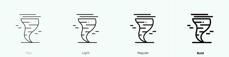 Twister Symbol. dünn, Licht, regulär und Fett gedruckt Stil Design isoliert auf Weiß Hintergrund vektor