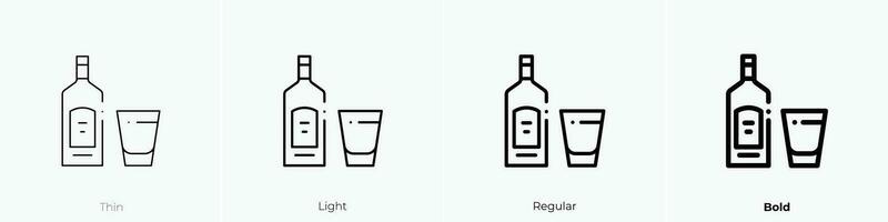 Tequila Symbol. dünn, Licht, regulär und Fett gedruckt Stil Design isoliert auf Weiß Hintergrund vektor
