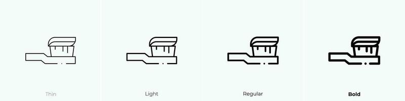 Zahnbürste Symbol. dünn, Licht, regulär und Fett gedruckt Stil Design isoliert auf Weiß Hintergrund vektor