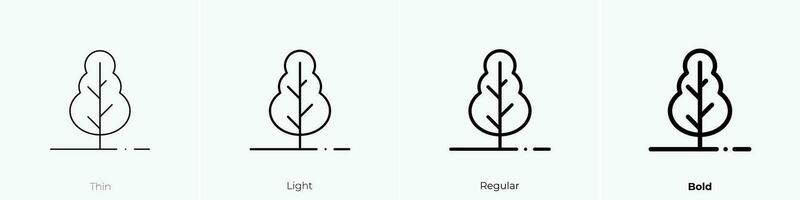 Baum Symbol. dünn, Licht, regulär und Fett gedruckt Stil Design isoliert auf Weiß Hintergrund vektor
