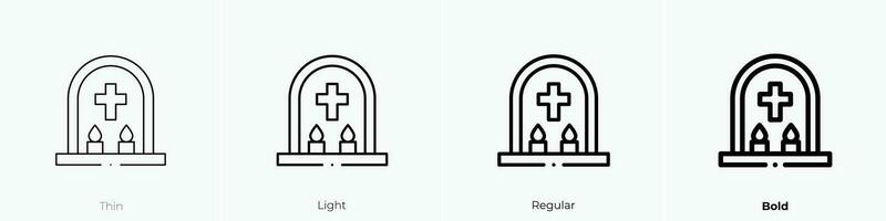 Grabstein Symbol. dünn, Licht, regulär und Fett gedruckt Stil Design isoliert auf Weiß Hintergrund vektor