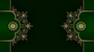 Grün Hintergrund, mit Gold Mandala Ornament vektor