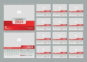 Schreibtisch Kalender 2024 Vorlage. 12 Monate inbegriffen. editierbar 2024 Kalender Design. Vektor Abbildung