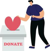 affärsman droppar en hjärta i en donation låda vektor