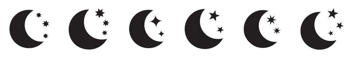 Halbmond Mond mit Sterne Symbol auf Weiß Hintergrund. Nacht Symbol. Halbmond Mond Symbol. minimalistisch Stil. vektor