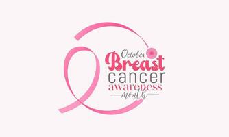bröst cancer medvetenhet månad är observerats varje år i oktober. bröst cancer medvetenhet månad kalligrafi baner design på rosa bakgrund. vektor illustration.