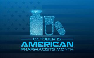 nationell apotekare månad är observerats varje år i oktober. oktober är nationell amerikan apotekare månad. låg poly stil design. vektor