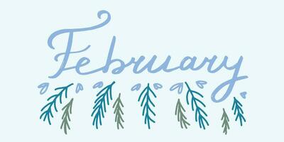 februari hand dragen text ord februari vektor