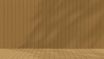 Studio Hintergrund braun Holz Mauer Textur mit Schatten Blätter auf Fußboden Panel.Vektor Hintergrund Banner leeren Anzeige Zimmer gewaschen hölzern zum Herbst, Winter kostenmäßig Produkt Geschenk vektor