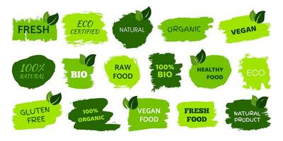grön naturlig bio etiketter vektor