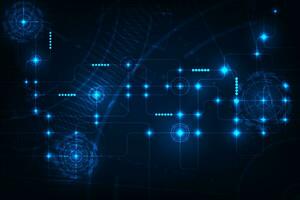 Vektor abstrakt Linie Schaltkreis mit Technik Kreis Technologie Hintergrund. Hi-Tech Kommunikation Konzept Hintergrund.