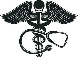 Caduceus Symbol, Caduceus Symbol mit Stethoskop, Stethoskop, Caduceus, medizinisch, Gesundheitspflege, Monogramm , vektor