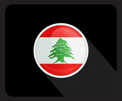 libanon glansig cirkel flagga ikon vektor