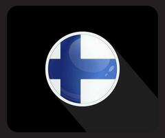 finland glansig cirkel flagga ikon vektor