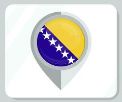 bosnien och herzergovina glansig stift plats flagga ikon vektor