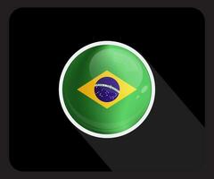 Brasilien glansig cirkel flagga ikon vektor