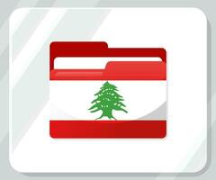 libanon glansig mapp flagga ikon vektor