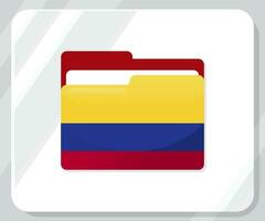 colombia glansig mapp flagga ikon vektor