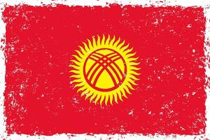 kyrgyzstan flagga grunge bedrövad stil vektor